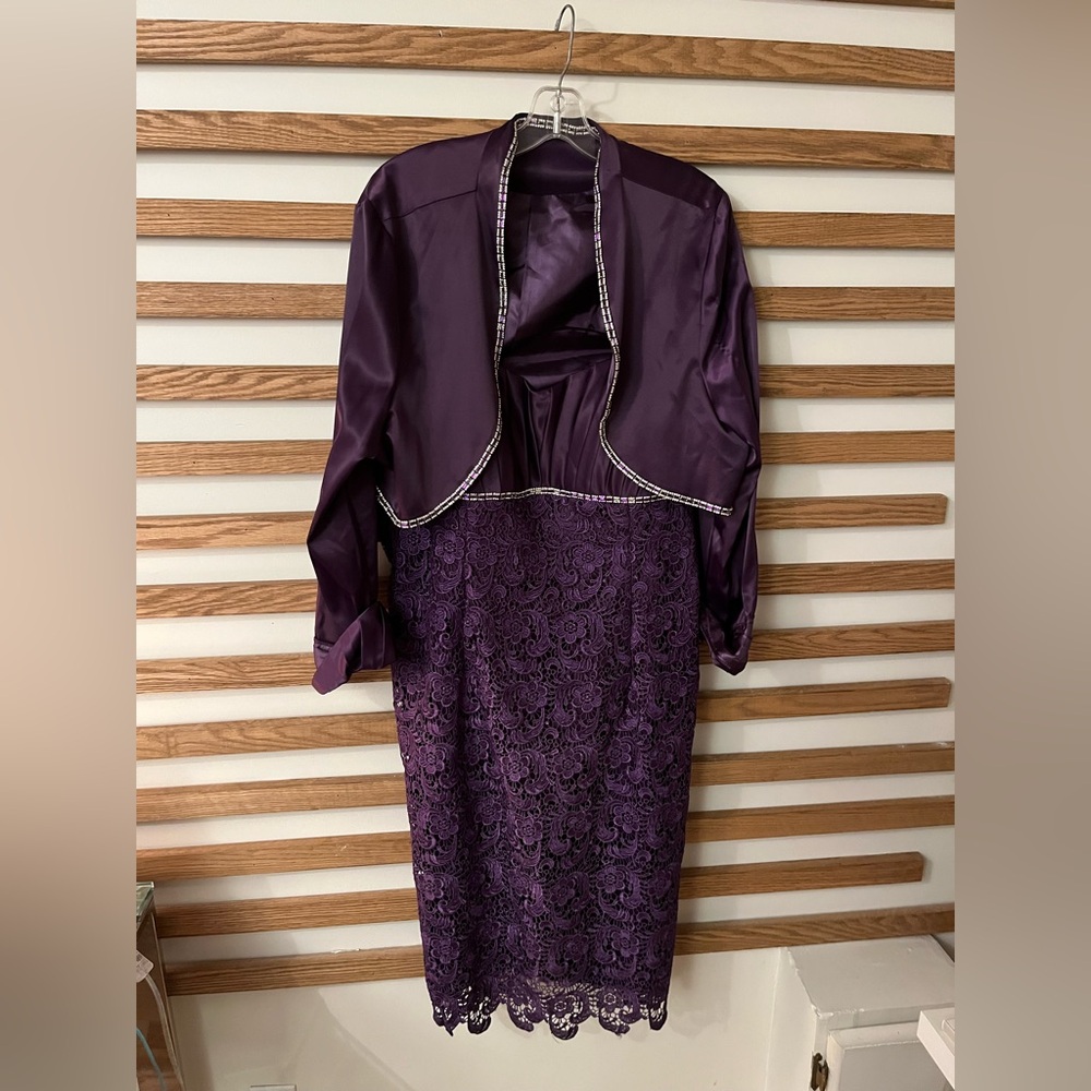 Aspeed Purple Lace Dress with Jacket